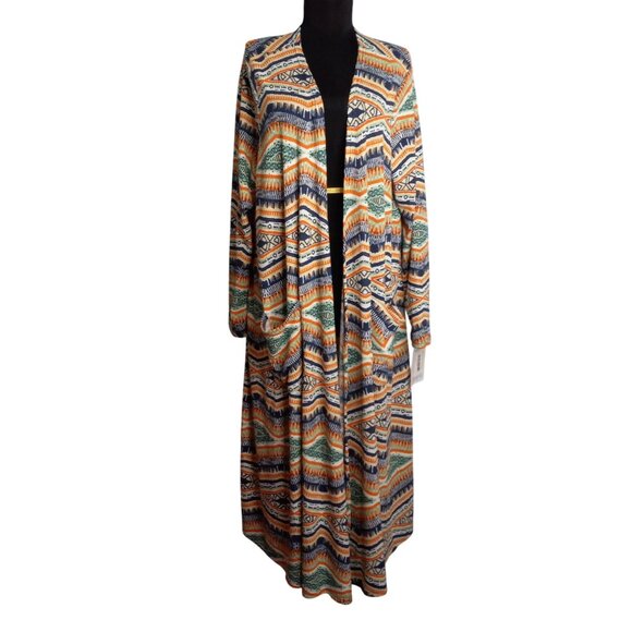 Lularoe Sarah Size XL Longline Open Front Cardigan Pockets Aztec Print NEW - Picture 1 of 8